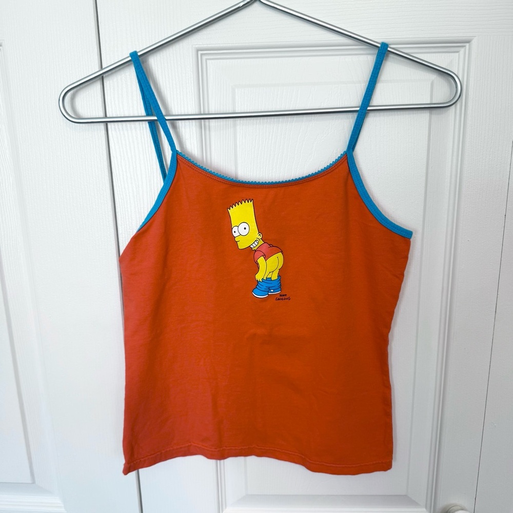 The Simpsons Bart Simpson Butt Orange and Blue Tank Top GIRLS MEDIUM